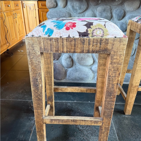 Floral Patterned Bar Stools - Picture 3 of 3